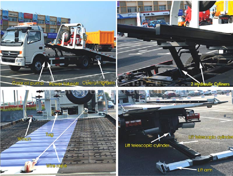 Dongfeng 3Tons Sliding Platform Recovery Truck With Crane